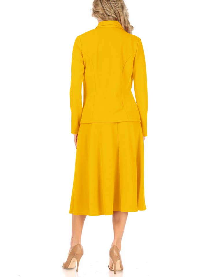 MOA COLLECTION - Wholesale Top & Skirt Set - Women's - Women's Two Piece Casual Blazer Relaxed A-Line Midi Skirt19