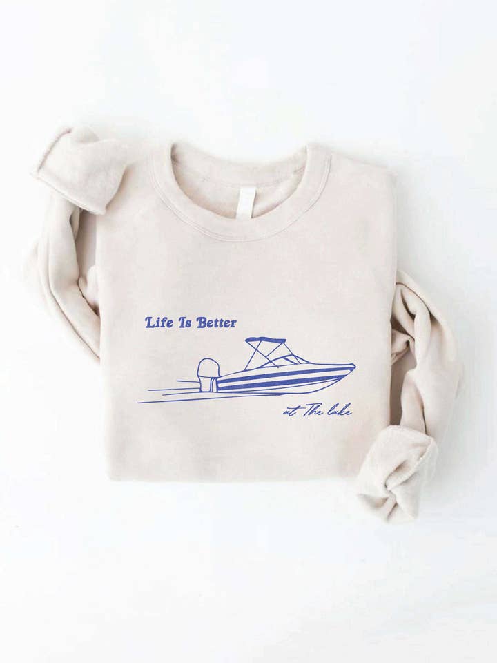 A VIDA É MELHOR NO LAGO Sweatshirt Gráfica por atacado de OAT COLLECTIVE