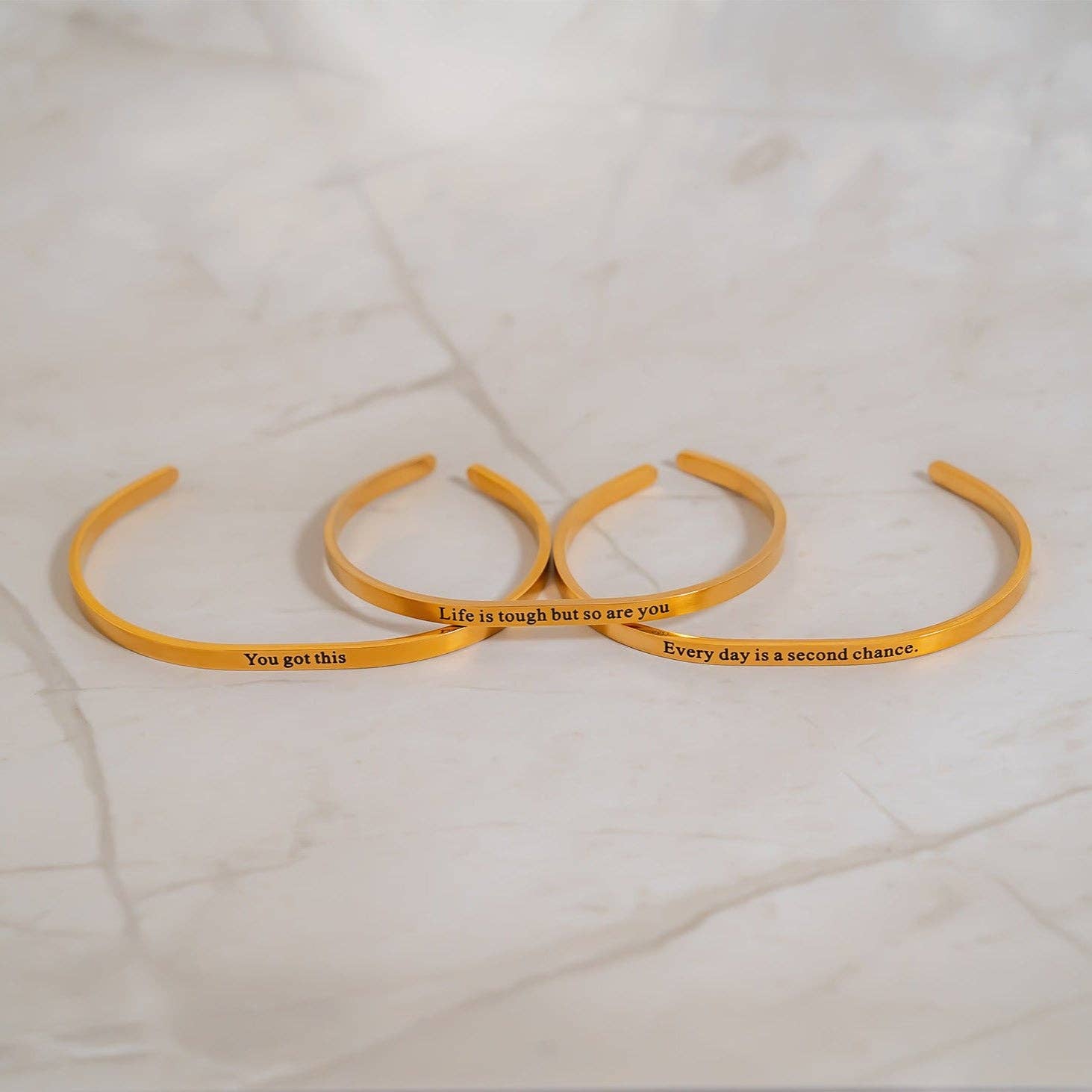 WJW - Wholesale Bangle Bracelet - 18K Gold PVD Life is tough So Are You Engraved Bangle5