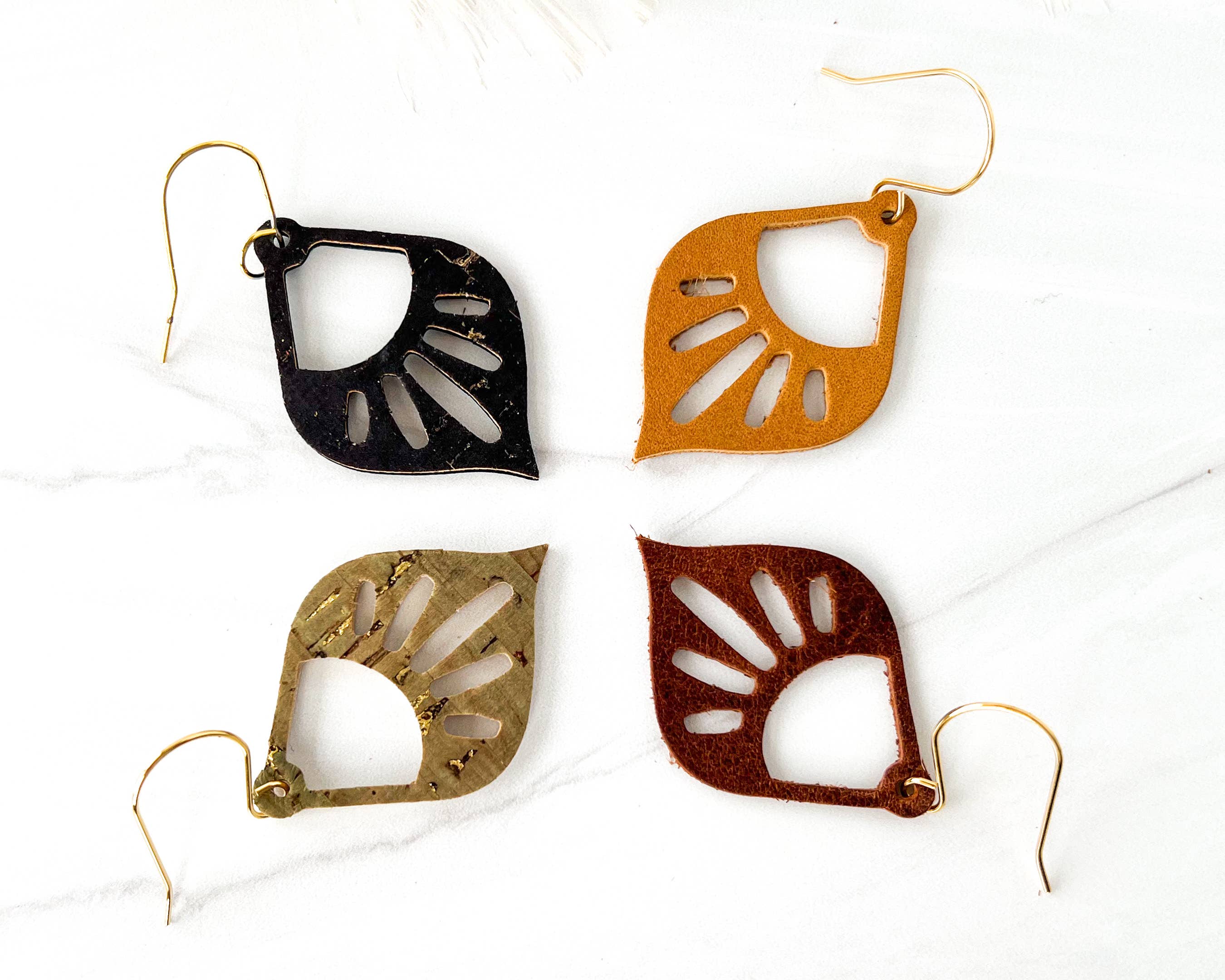 Fran and Bel - Wholesale Dangle Earrings - Intricate Cutout Teardrop Leather Dangle Earring3