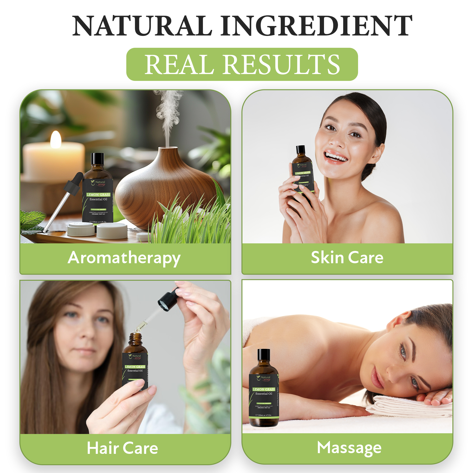 Organic Way LLC – wholesale Essential oil – Natural Way Lemongrass Essential Oil | Premium Grade Essential Oils for Hair Care, Oil for Skin, Aromatherapy, & Diffuser | Essential Oil for Hair, Massage Oil & Humidifier Use | 4 Fl Oz (120 mL)4