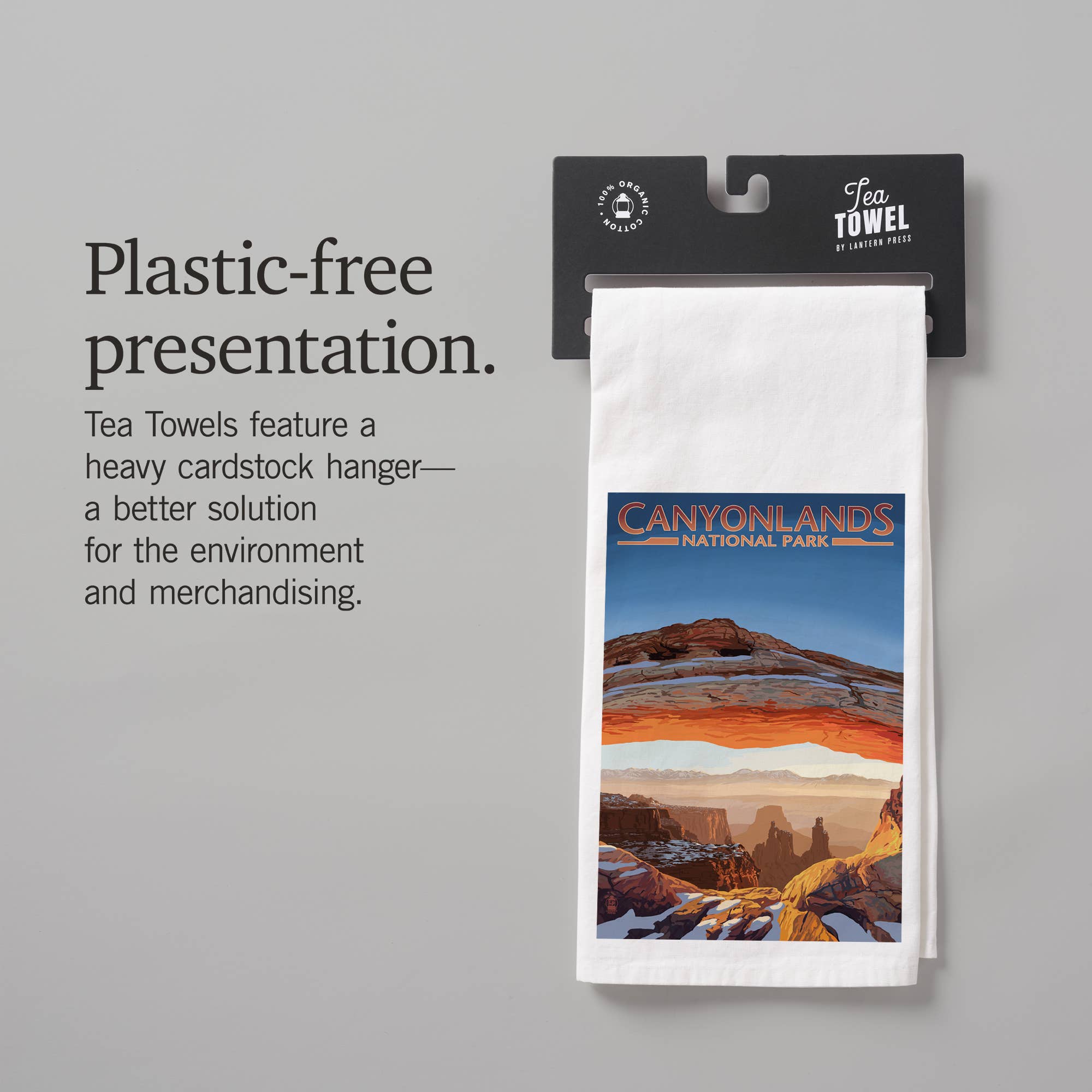 Lantern Press - Wholesale Tea Towel - ORGANIC TEA TOWEL Canyonlands National Park Arch, Painterly8