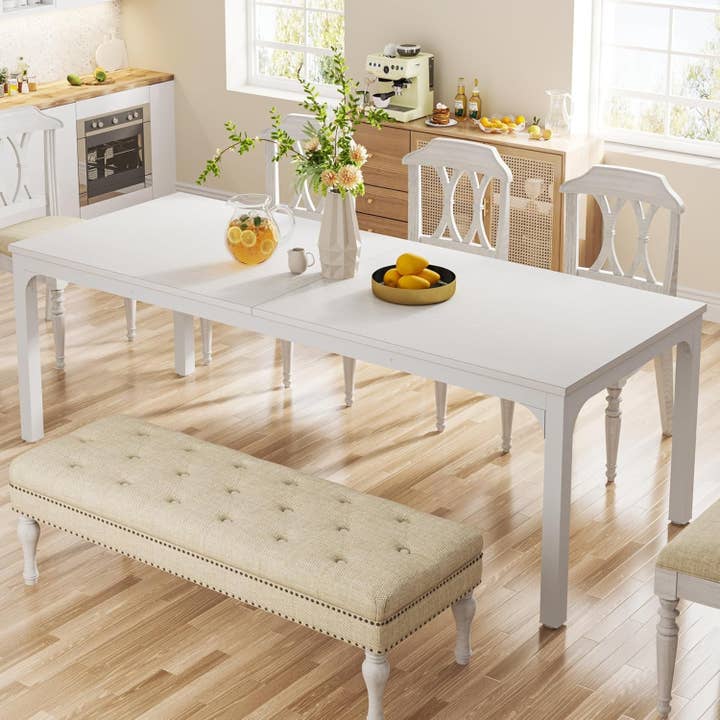 White 78-Inch Dining Table For 6-8, Rectangular Dining Room for wholesale on Faire1
