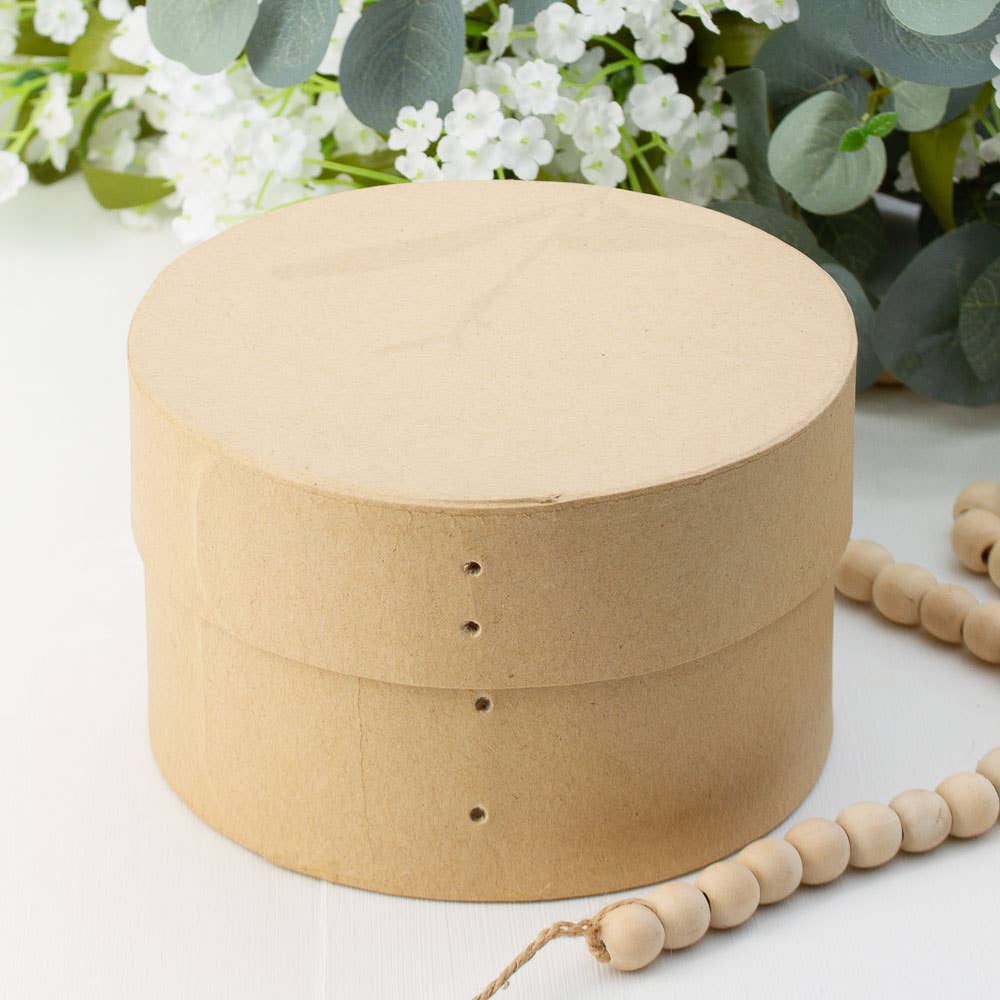Factory Direct Craft - Wholesale Decorative Box - Shaker Style Round Paper Mache Band Box - 3-5/8" H x 5-7/8" 3