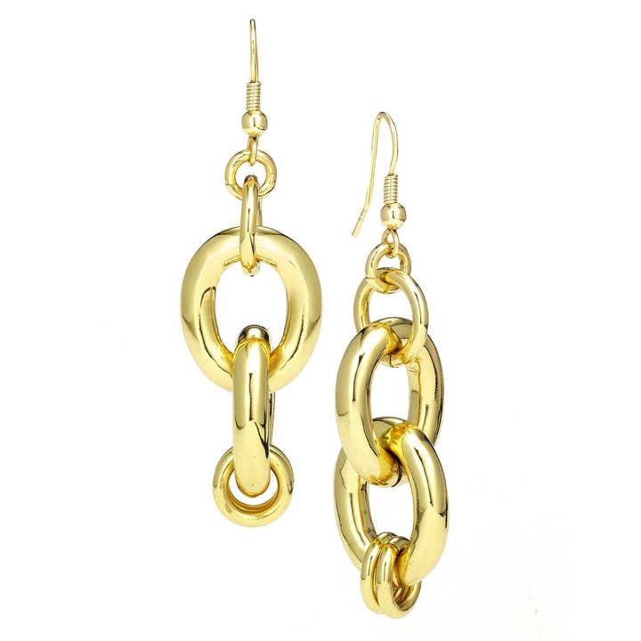 Boucles d'oreilles pendantes à maillons entrelacés en or 18 carats EP de 2,6 pouces pour la vente par Luxe on Main LLC