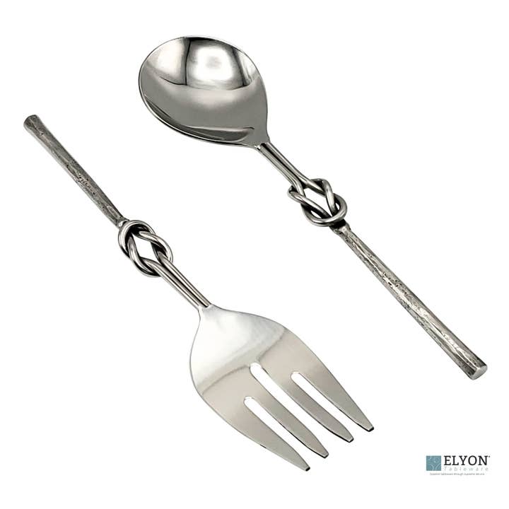 Elyon Tableware® - Wholesale Serving Utensil - Elyon Reef Knot Silver Salad Serving Set Hostess Set 2 Piece7