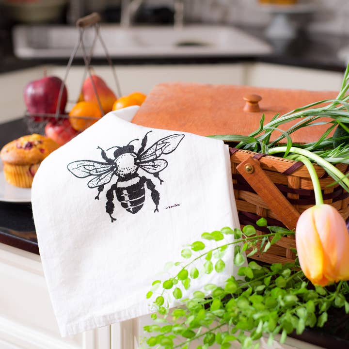 Green Bee Tea Towels - Wholesale Tea Towel - Honey Bee Kitchen Towel | Tea Towels | Flour Sack Dish Towel4
