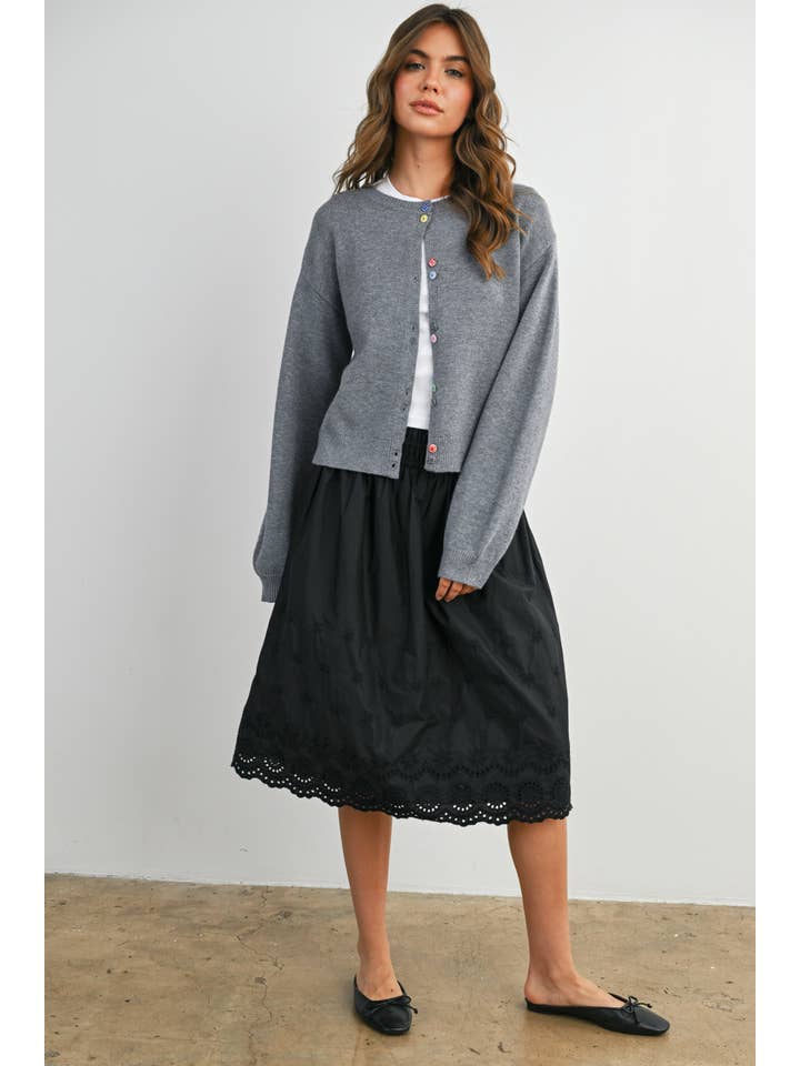 BUTTERMELON - Wholesale Cardigan - Women's - Long Sleeve Buttoned Cropped Cardigan - BMC790628