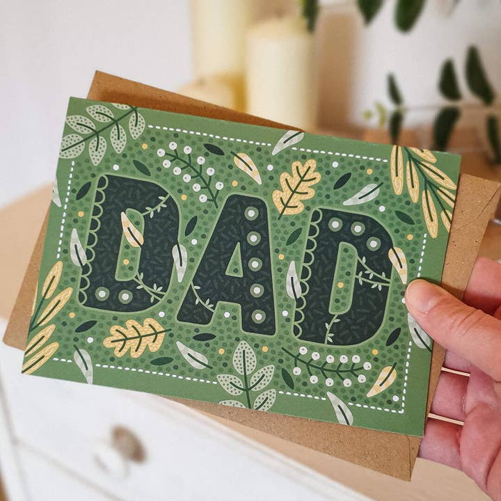 Jess A Little Creative - Wholesale Father's Day Card - Green Botanical Leaves Nature Theme Father's Day Card