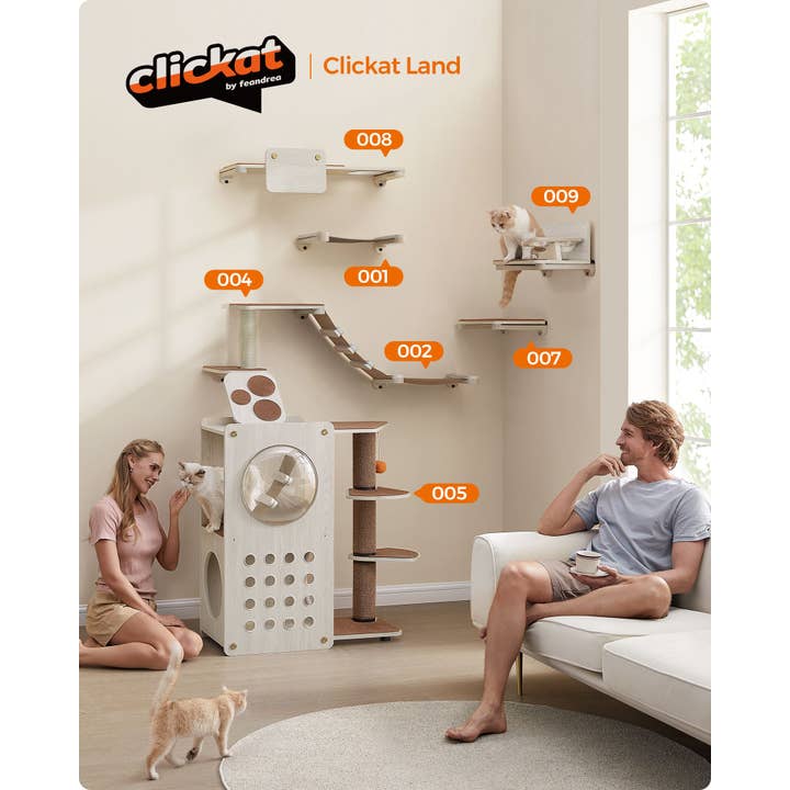 Terra - Conjunto de Mobiliário de Parede para Gatos de 7 Peças por atacado de Greenwestons