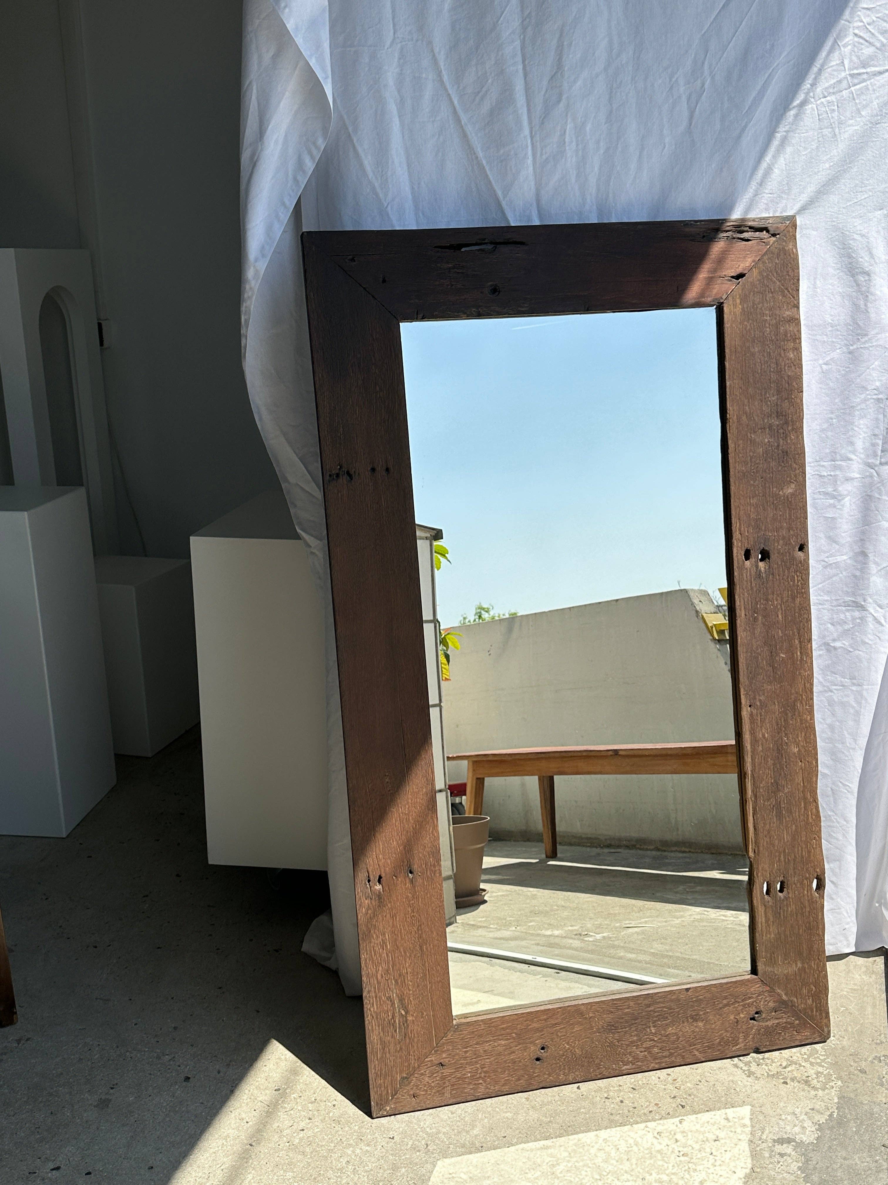 Office Objets - Wholesale Wall Mirror - Mirror with exotic brutalist old iron wood frame H:139cm19