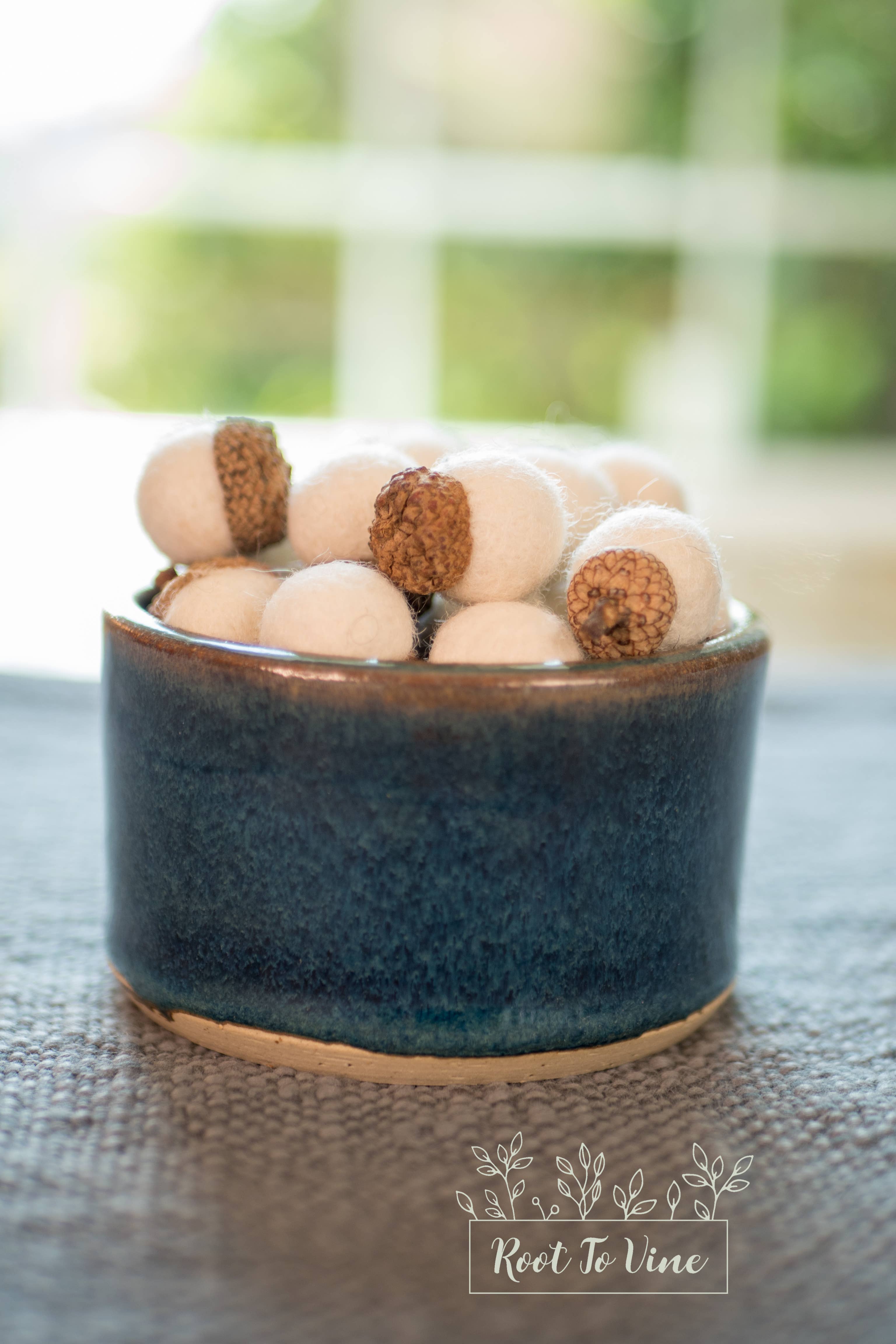 Root To Vine - Wholesale Decorative Tabletop Object - Fall Felt Acorns-White Set of 12-Fall Decor-Halloween Decor 4