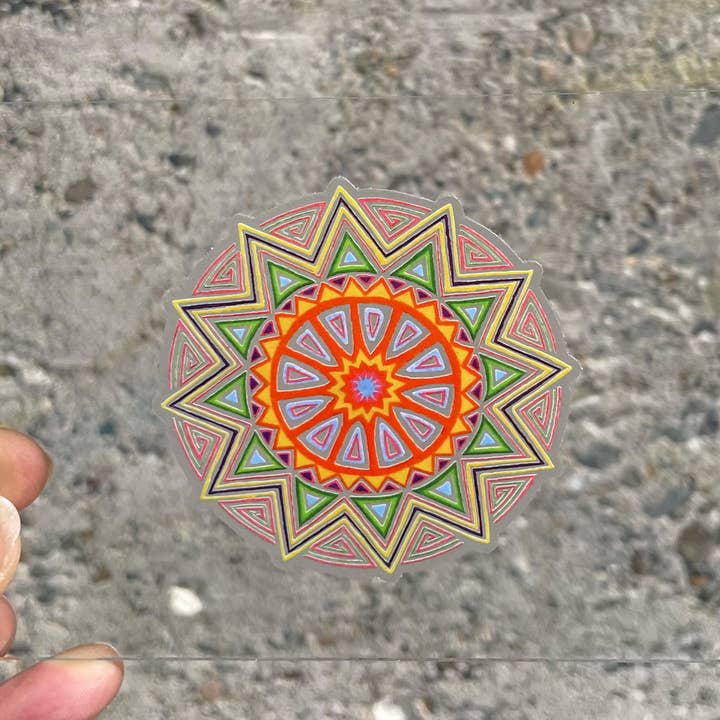 Autocollant d'art mandala - 3" - Décalcomanie transparente pour la vente par Nurelle Creations
