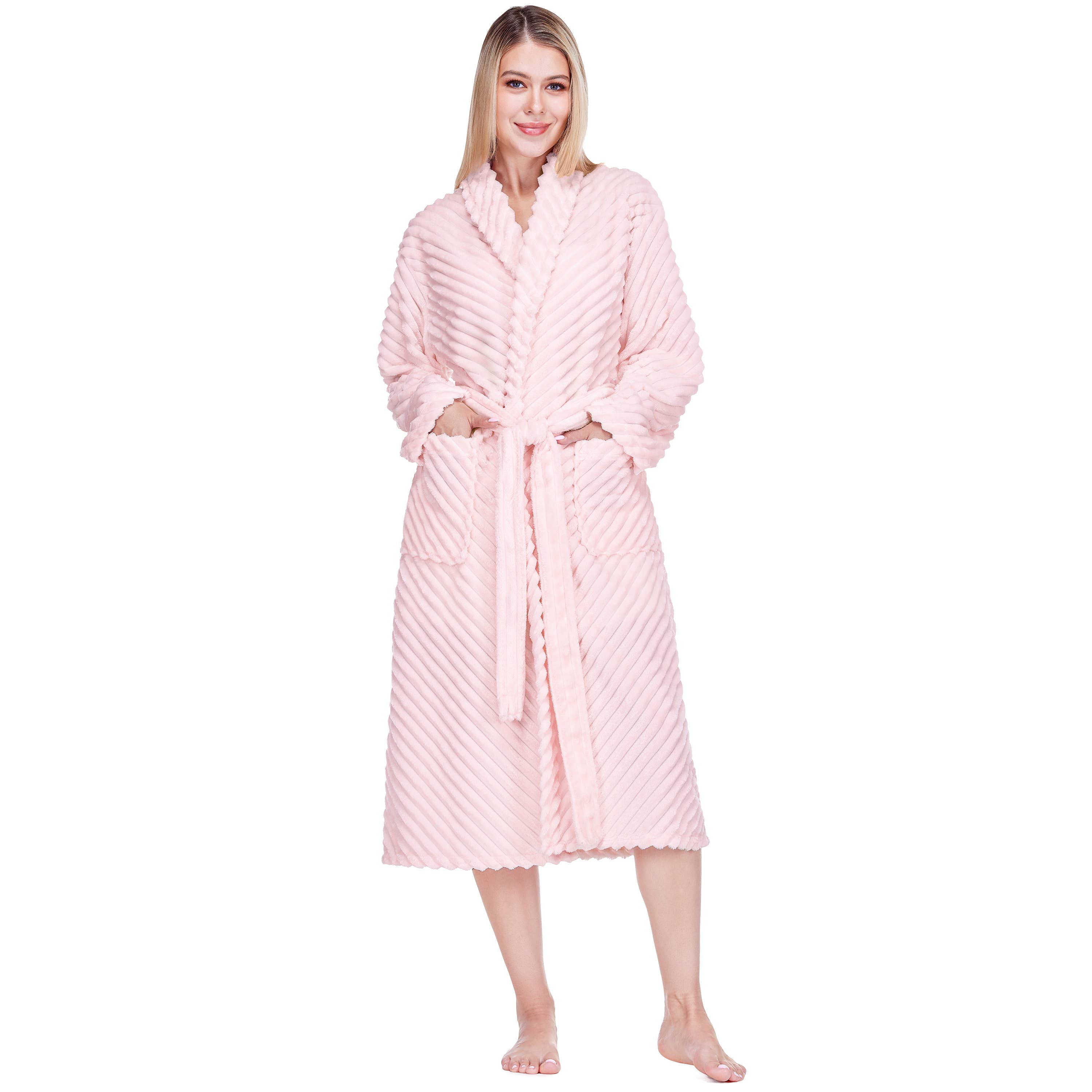 Pavilia - Wholesale Robe - Women's - Women's Ribbed Fleece Robe33