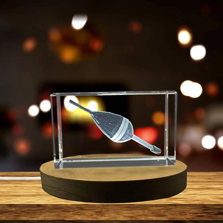 Flotteur de pêche en cristal gravé 3D - Un cadeau unique pour pêcheur pour la vente par AB Crystal Collection