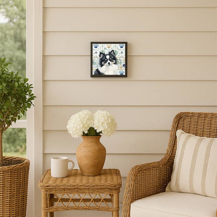 Caroline's Treasures - Wholesale Art Print - Black and White Pomeranian Coastal Sea Glass Metal Print WD3