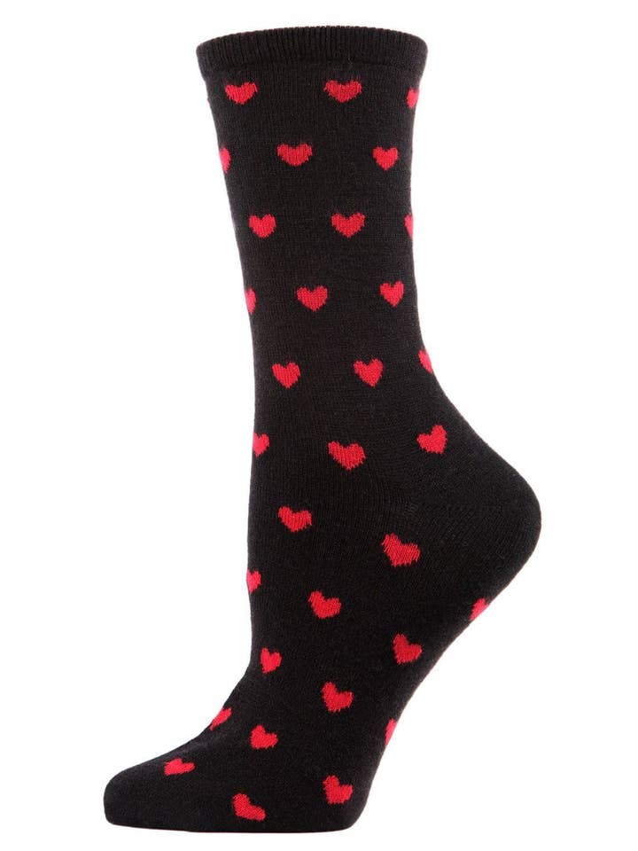 MeMoi Hearts Cashmere Blend Crew Socks for wholesale by Infinity Classics International Inc.