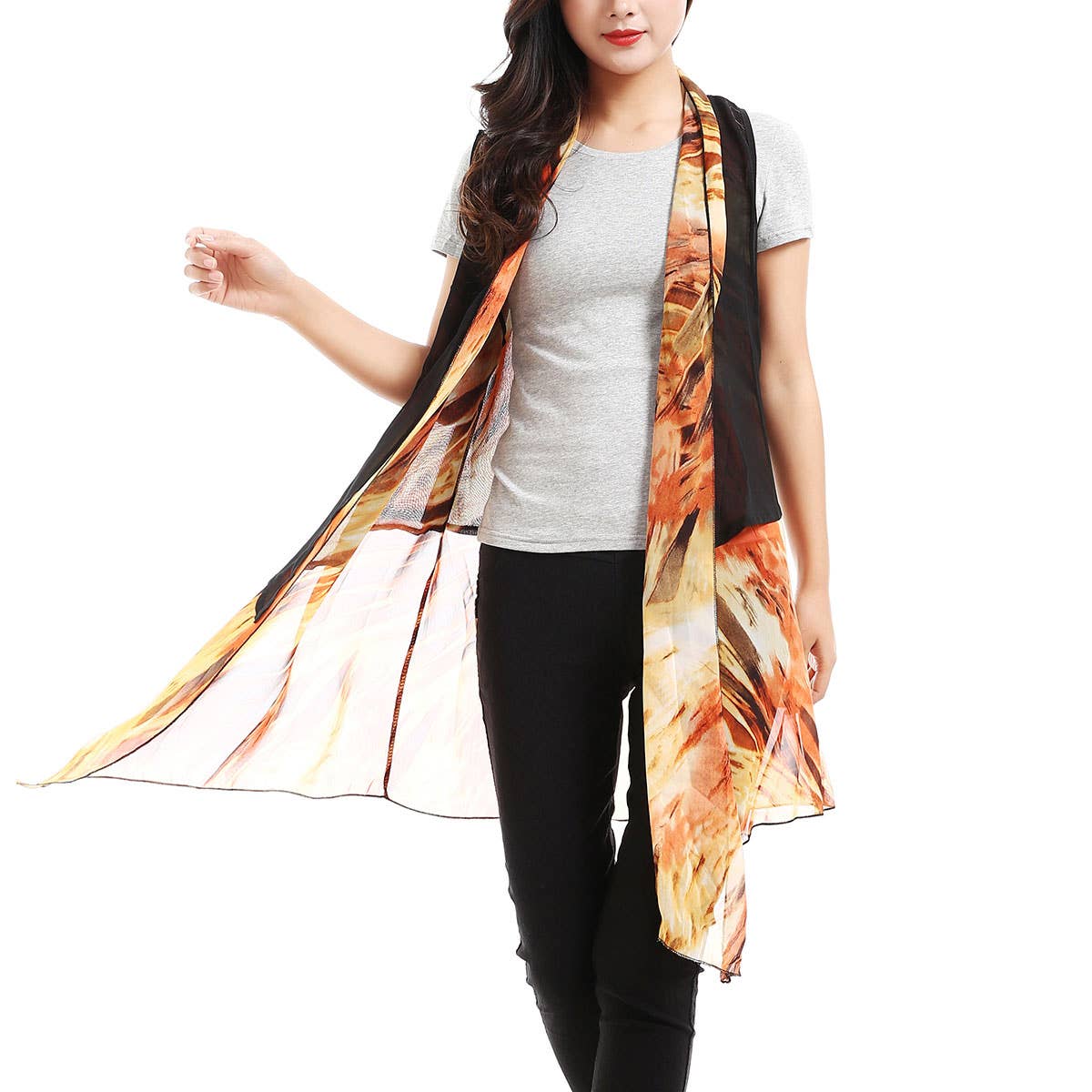 Mad Style - Wholesale Kimono - Women's - Orange 2 Pc Sleeveless Kimono1