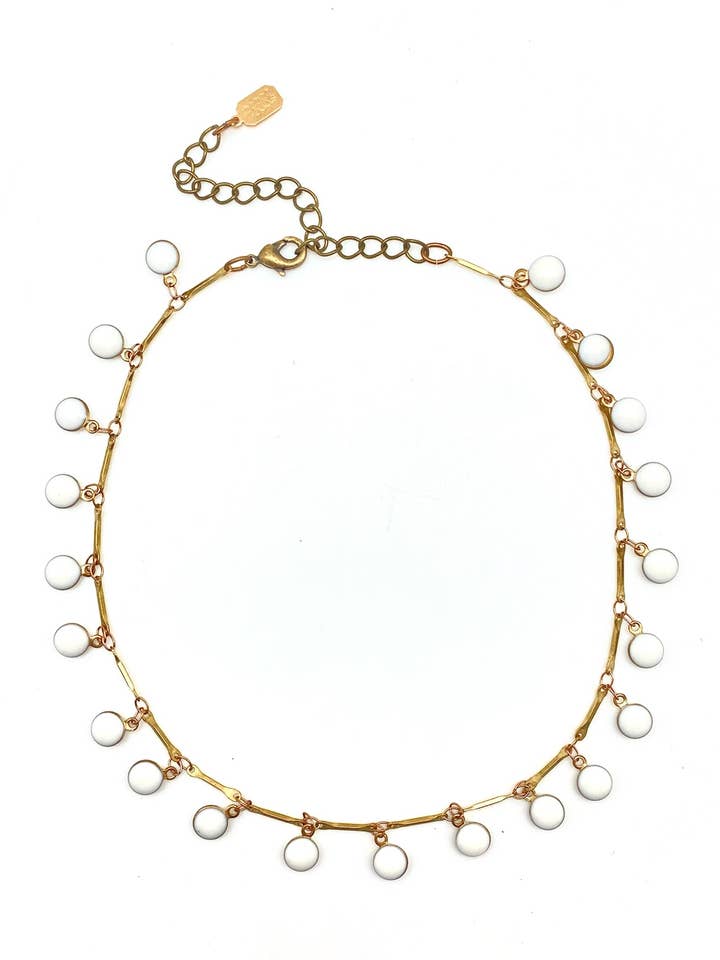 White Enameled Fringe Choker for wholesale by Stone Cooper
