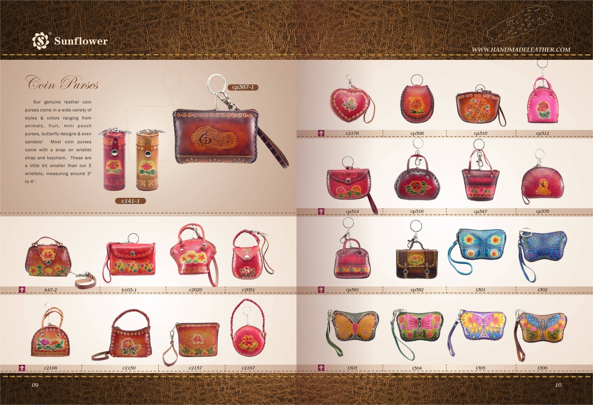 Sunflower Handmade leather inc – Porta-moedas - Mulher por atacado – Porta-moedas variadas em couro genuíno4