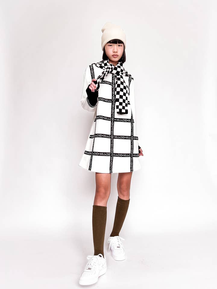 HOJ X ZOE CAPSULE COLLECTION SIGNED OFF WHITE CHECKED JUMPER for wholesale by House of Juniors