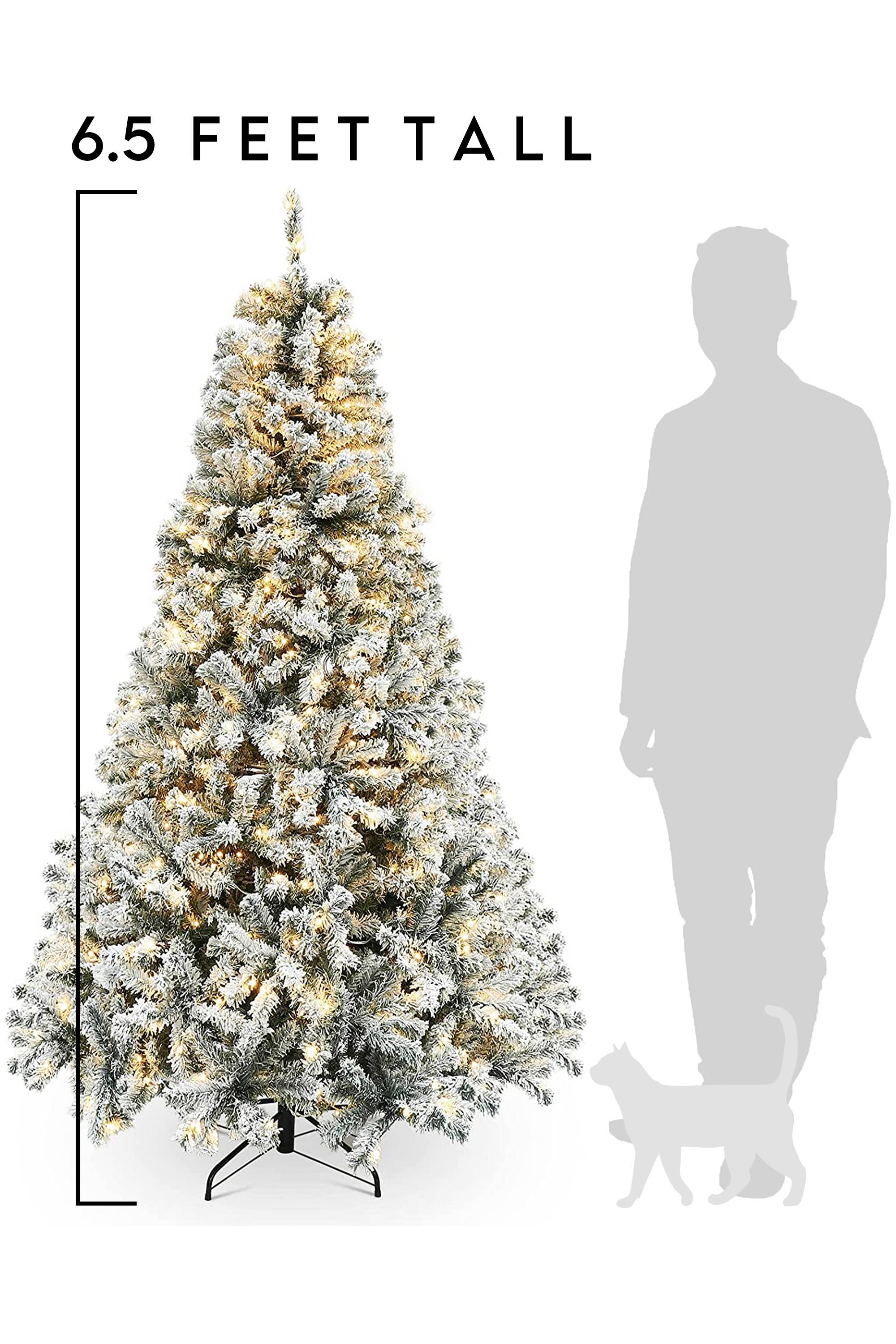 Perfect Holiday - Wholesale Artificial Christmas Tree - 6.5ft Pre-Lit Snow Flock Christmas Tree  OPEN BOX FINAL SALE2