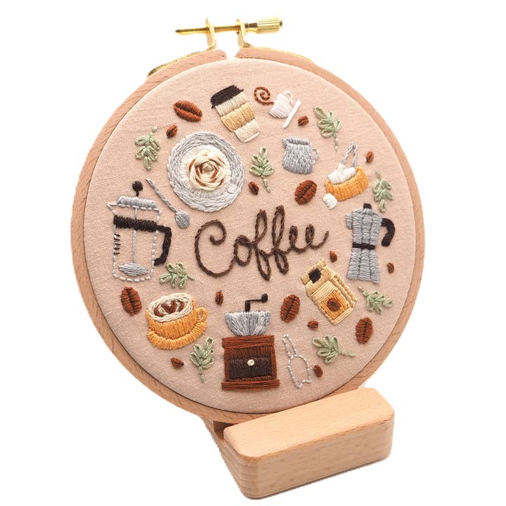 DIY Embroidery Kit Coffee Lover from Coffee & Tea Collection and other Purchase Wholesale coffee needle. Free Returns & Net 60 Terms on Faire trending on Faire.
