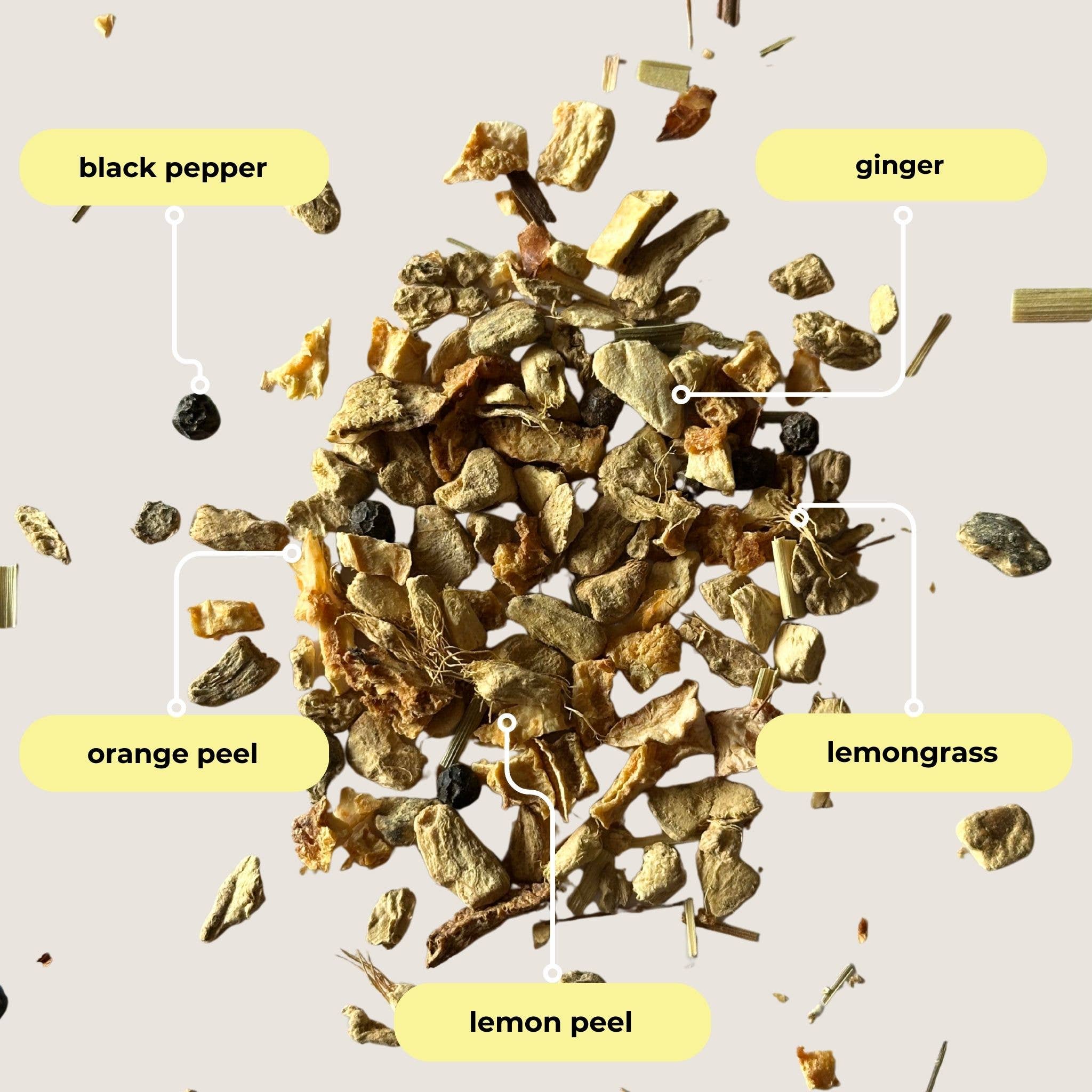 Tea with Tae - Vente Sachets de thé - Coffret cadeau mini tube de tisane citron gingembre (5 sachets de thé)3