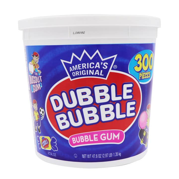 Dubble Bubble Regular Bubble Gum Tub, 300ct for wholesale by Grandpa Joe's Candy Shop