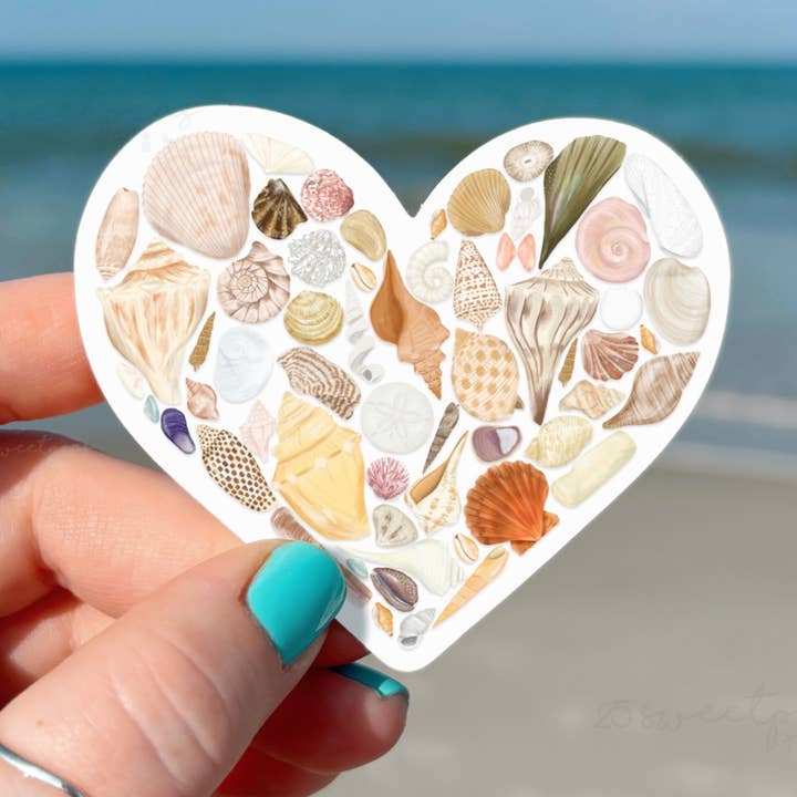 Seashell Lover Sticker, Beach Sticker, Seashell Heart for wholesale by 25 Sweetpeas