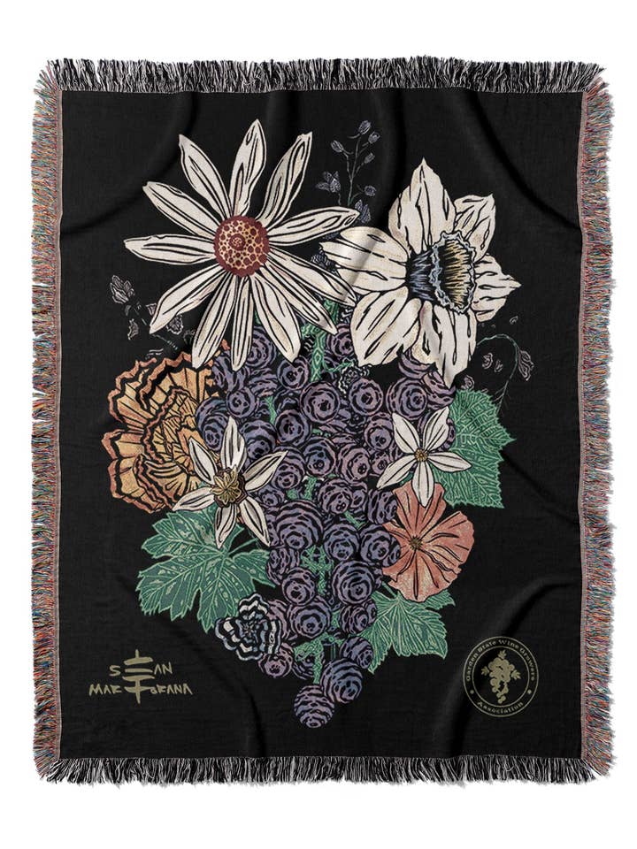 VIN - Ambrosia Grape Bouquet Jacquard Woven Blanket for the for wholesale by Sean Martorana