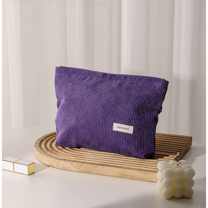 Dipped Shop - Wholesale Makeup/Cosmetic Bag - Simple Solid Color Corduroy Cosmetic Bag DPB1023