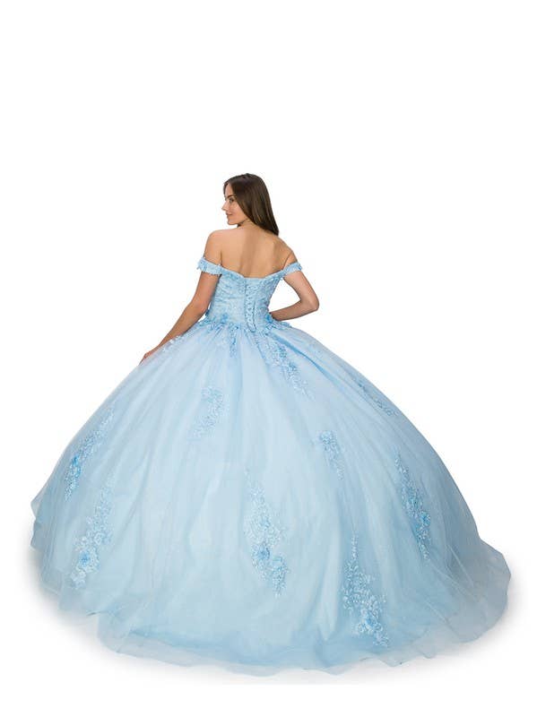 Azul claro Vestido de baile Quinceanera Sweetheart Floral Enfelishments para venda a revendedores na Faire2
