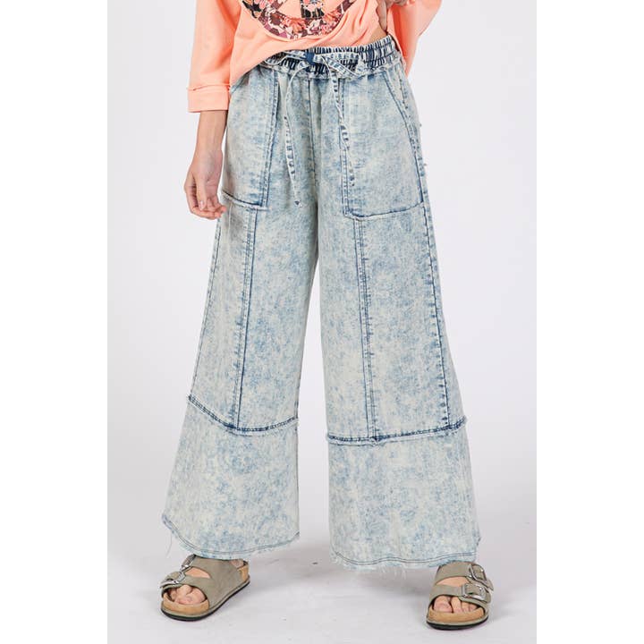 Sage + Fig - Wholesale Pants - Women's - MINERAL WASHED DENIM PANTS (SP7577)