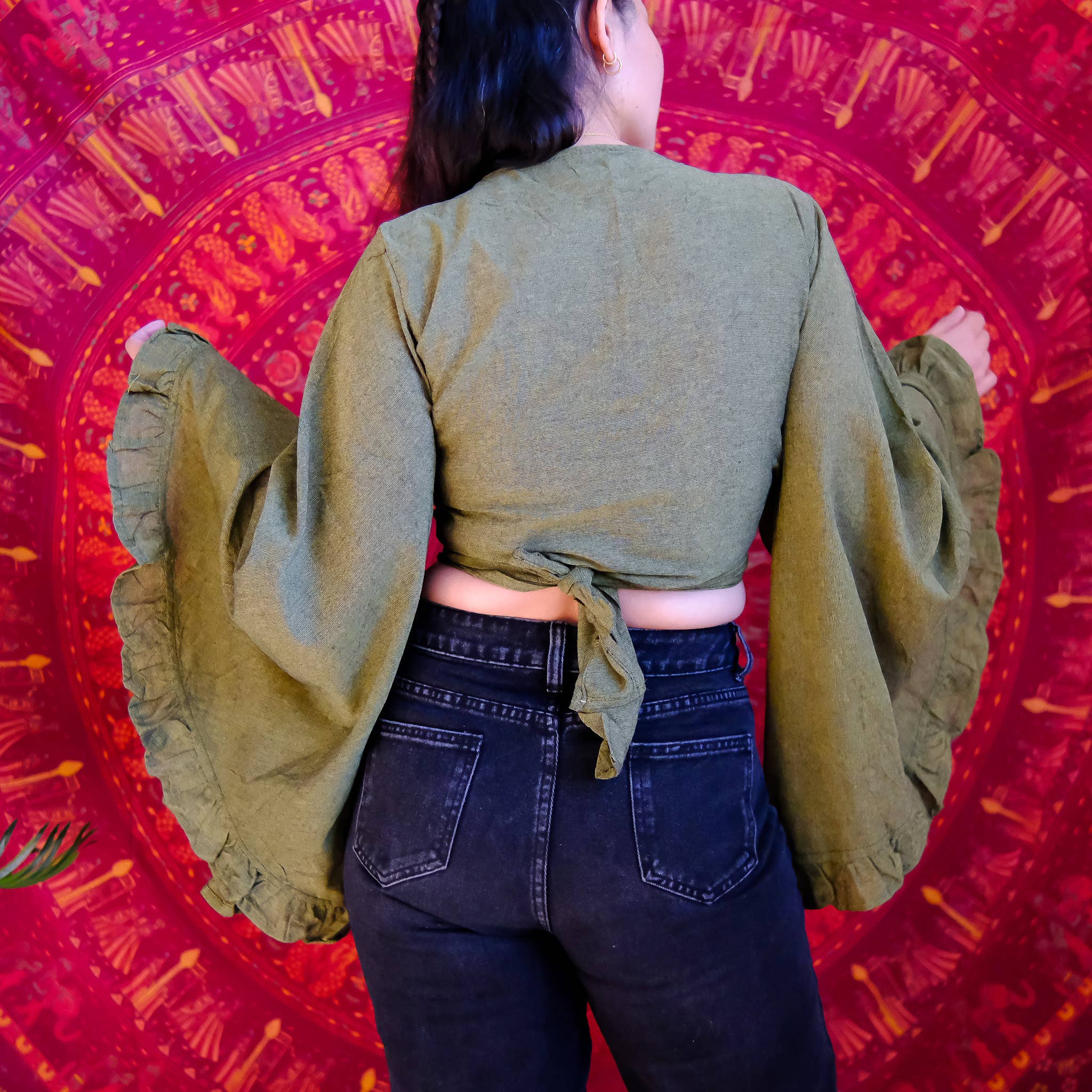 Karma Nepal Crafts - Wholesale Blouse - Women's - Cotton Flare Sleeve Top with Ruffle15