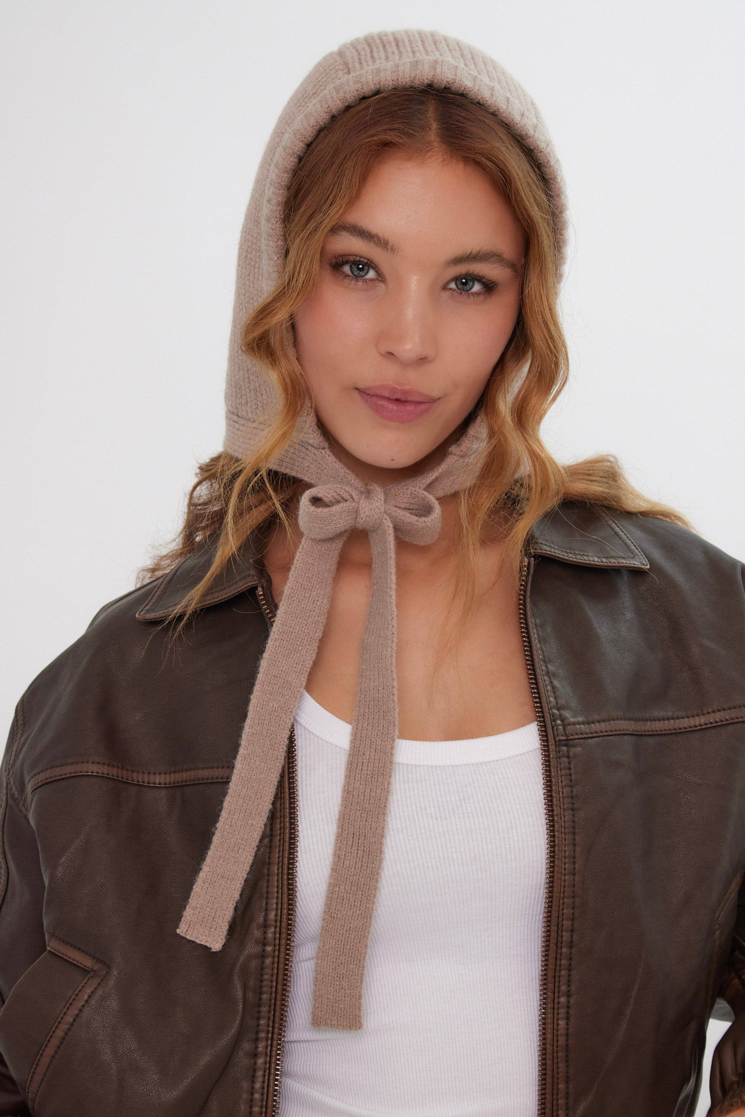 Knitted Bonnet in Light Brown for wholesale on Faire5