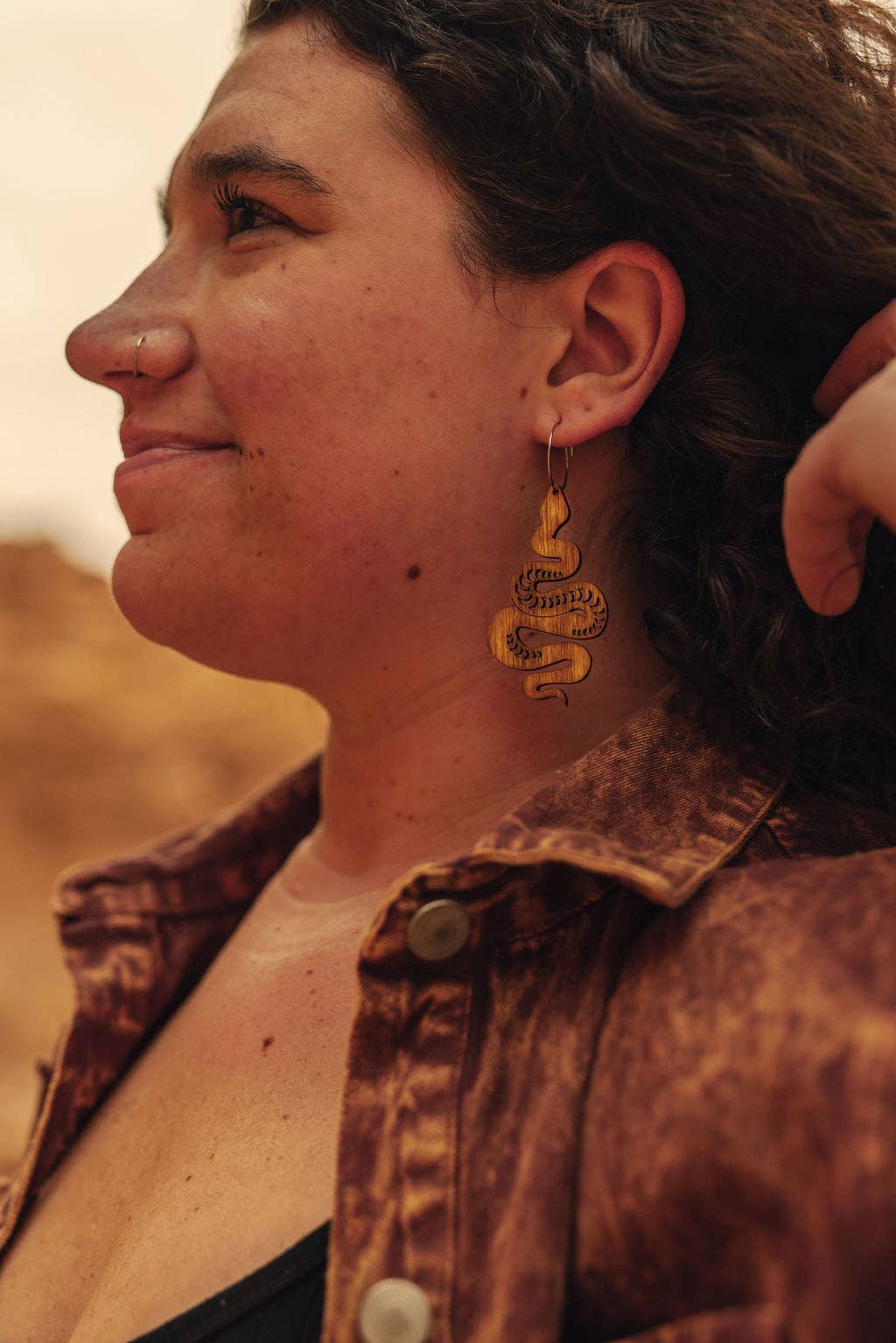 lovelevel – wholesale Dangle earrings – Natural Wood Earrings | SNAKES1