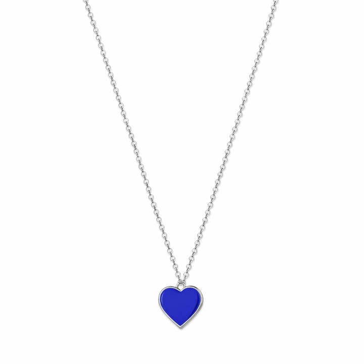 Collier Pendentif Cœur Rayonnant Argent Bleu pour la vente par Rejected Hearts Club