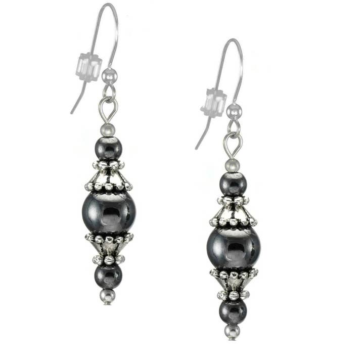 Color Choices, Beaded Glass and Pewter Dangle Earrings with .925 Sterling Silver Earwires for wholesale by Jewelry by Dawn