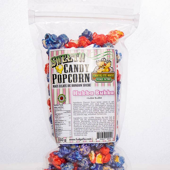 Chocolate Moose Fudge Factory - Vente Pop-corn - Popcorn sucré - Hubba Bubba 150g
