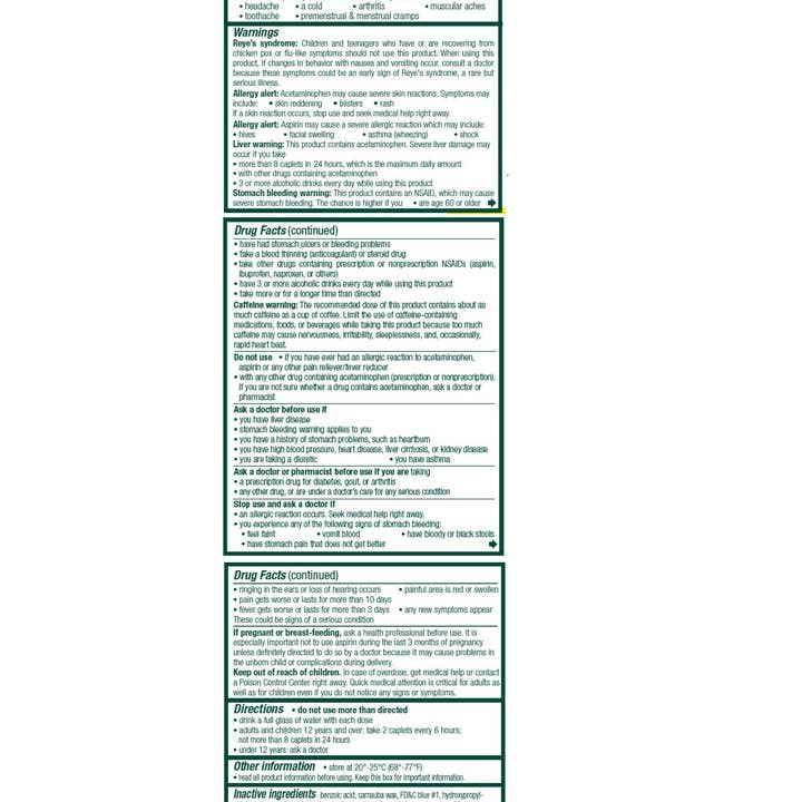 Shop The King - Wholesale Oral Supplement/Vitamin - Excedrin Drug Es 4pill 6 Per Box1