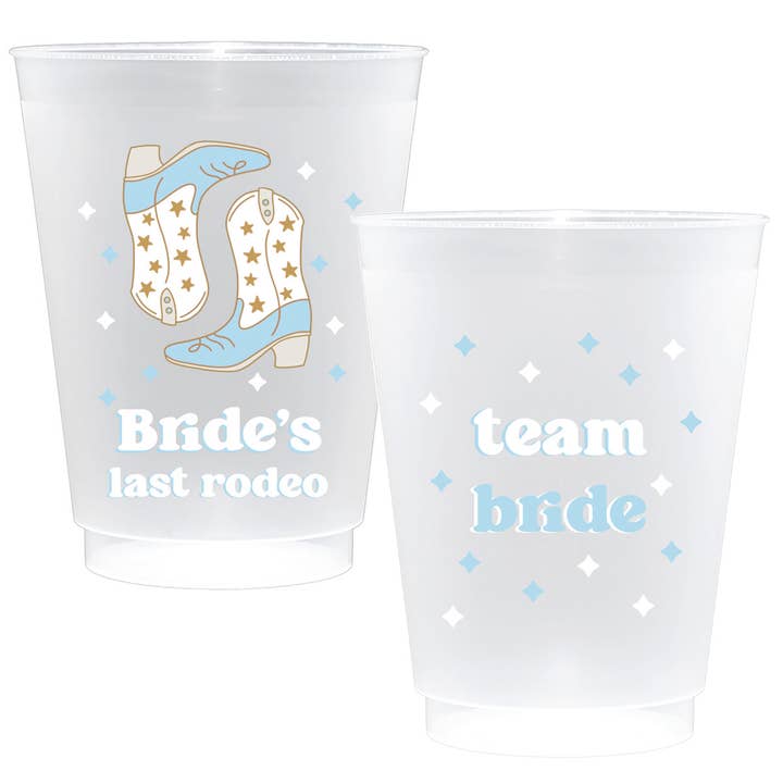 Canvas Style - Wholesale Disposable Cup - Bride's Last Rodeo Shatterproof Frost Flex Plastic Cups (10)
