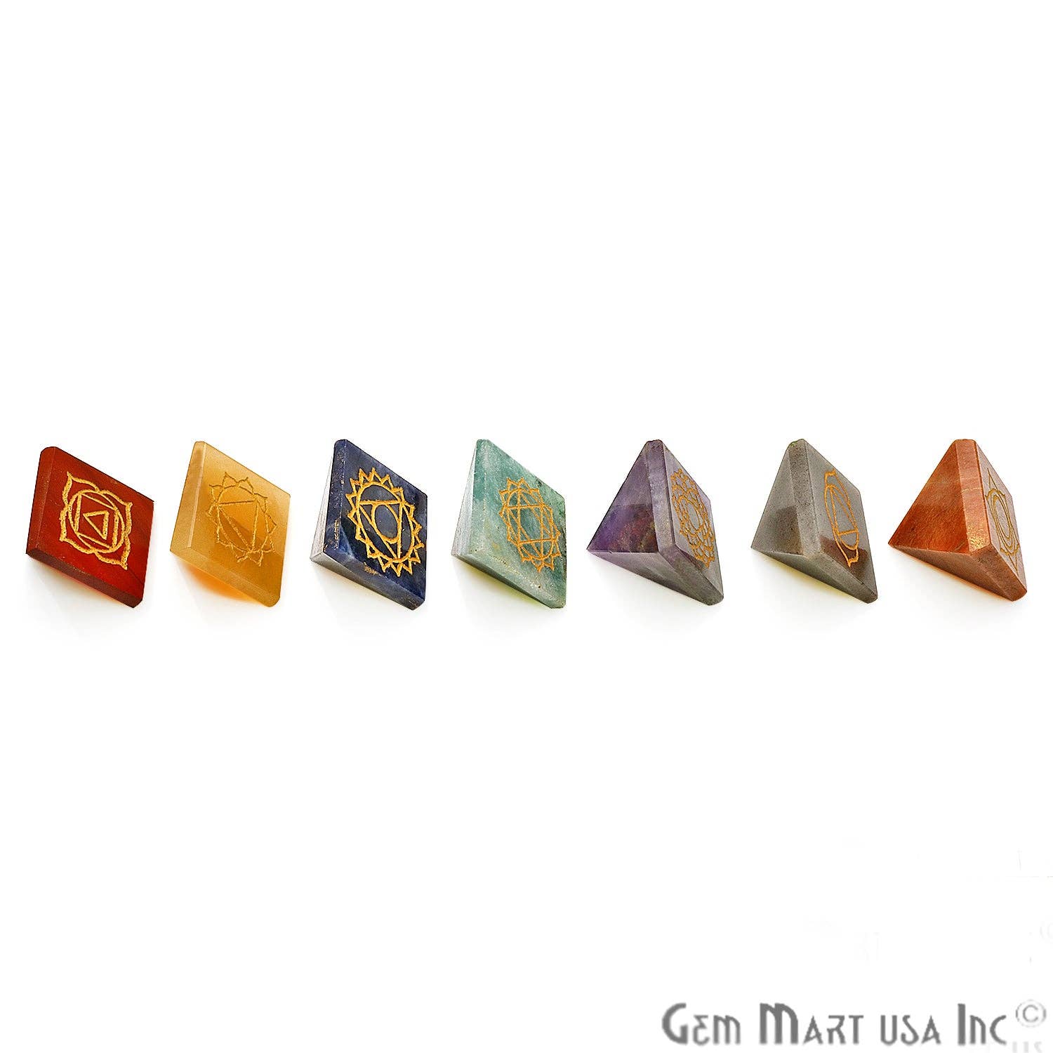 GemMartUSA - Venta al por mayor Piedras/cristales espirituales - Lote de 7 chakras, pirámide curativa, piedras de meditación espiritual7