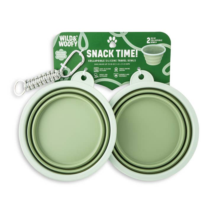 2pk 35oz Collapsible Bowls w/ Paracord Keychain - LF/EGL for wholesale by Core Home