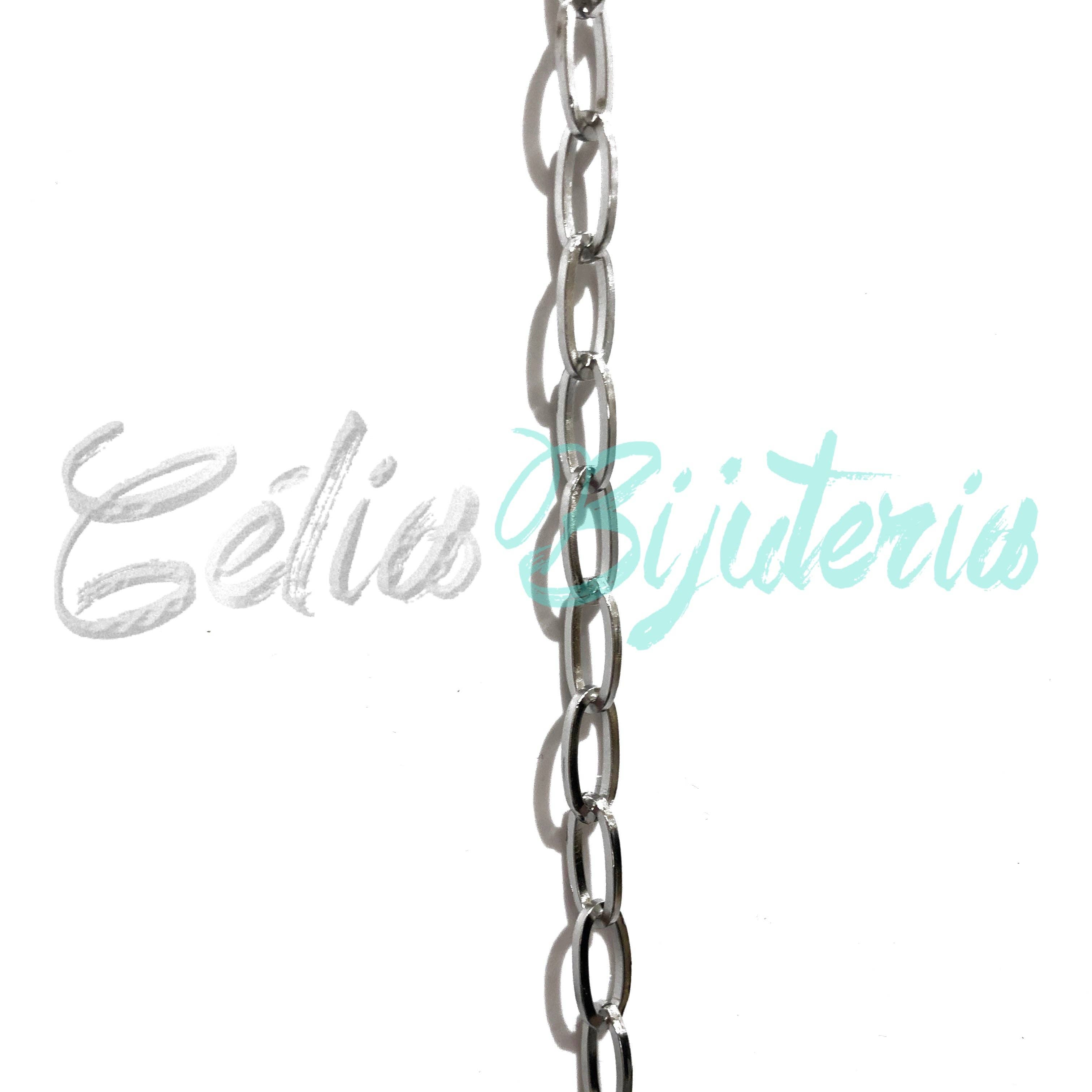 Celli Biju - Vente Collier maille et chaîne - Courant au mètre d'acier inoxydable - Ovale0