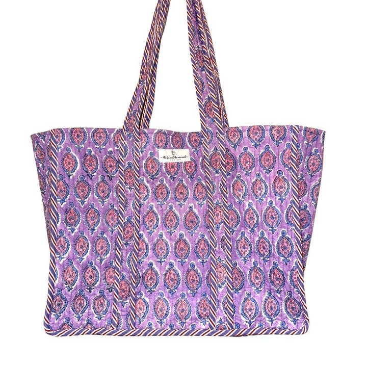 The Fox and The Mermaid - Wholesale Beach Bag - Reversible Quilted Block Printed Beach Bag