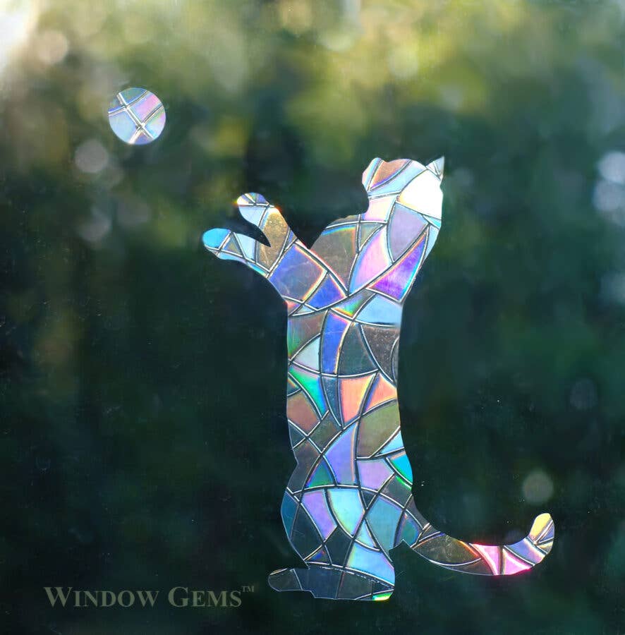 Window Gems - Wholesale Suncatcher - Cat Window Clings - Prismatic Bird Strike Prevention Decals3