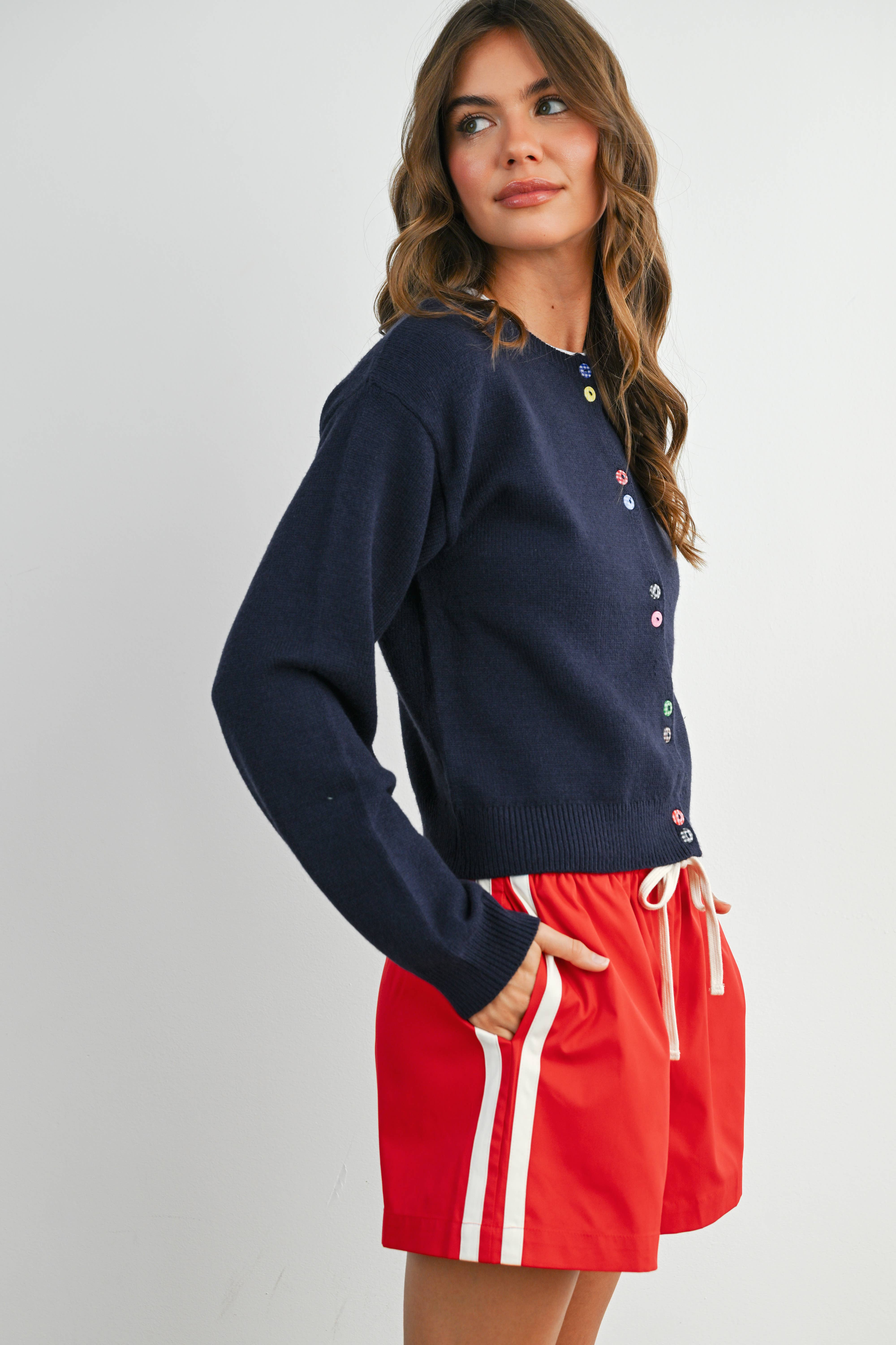 BUTTERMELON - Wholesale Cardigan - Women's - Long Sleeve Buttoned Cropped Cardigan - BMC790636