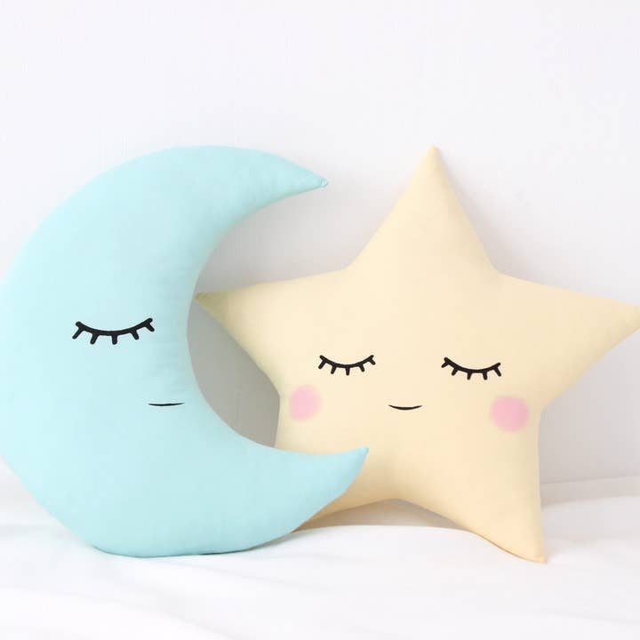 Set Of Yellow Star And Mint Crescent Moon Cushions for wholesale by ProstoConcept