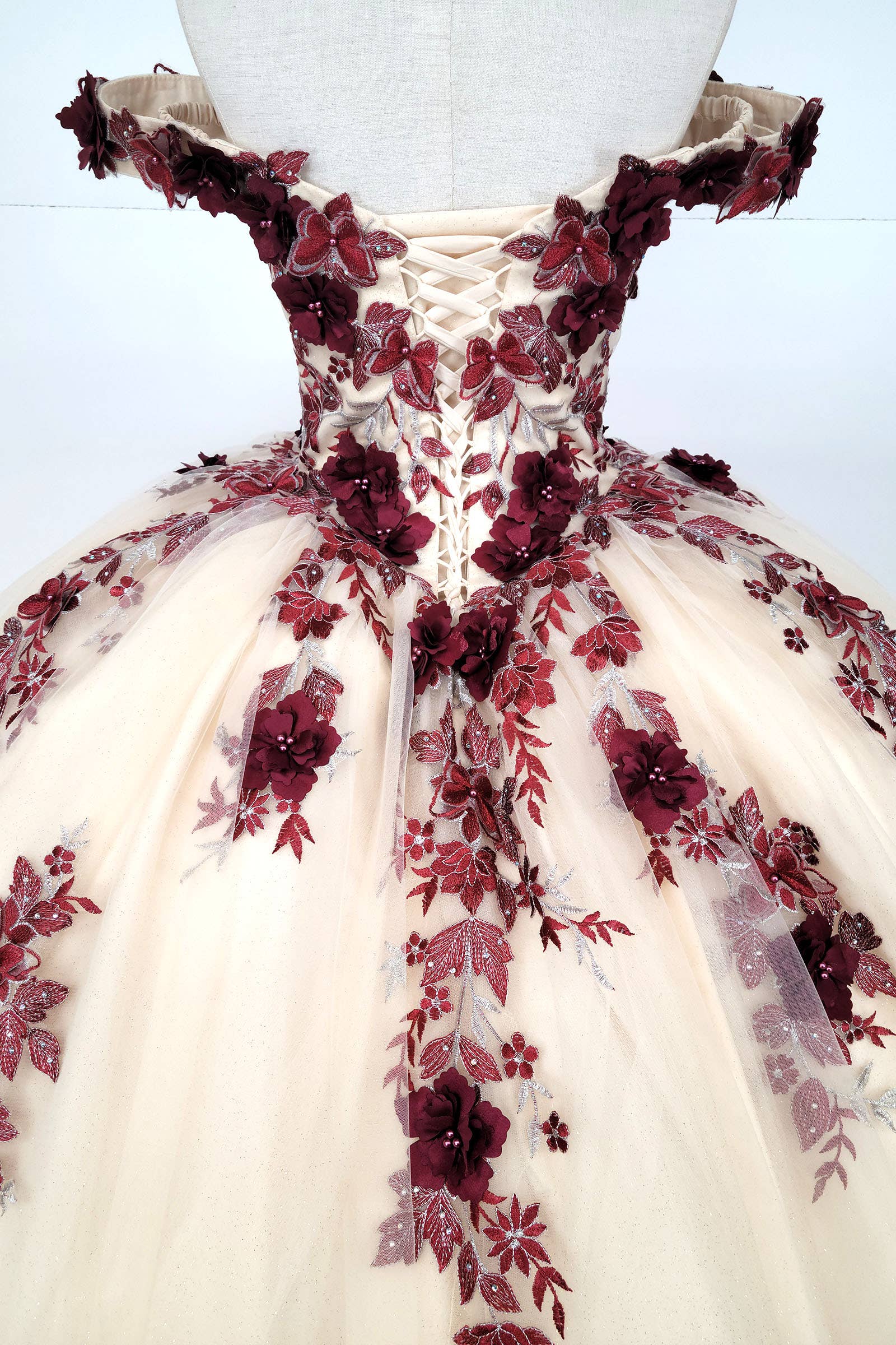 Chicas - Wholesale Dress - Women's - Off the Shoulder Nude Quinceanera Dress CHF311110